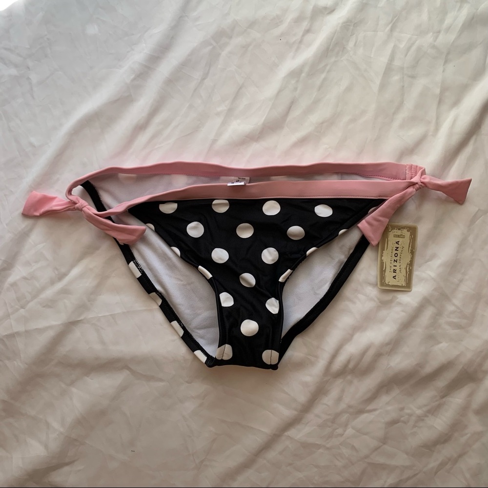 NWT Arizona Jean Company Polka-dot Side-tie Bikini Bottom